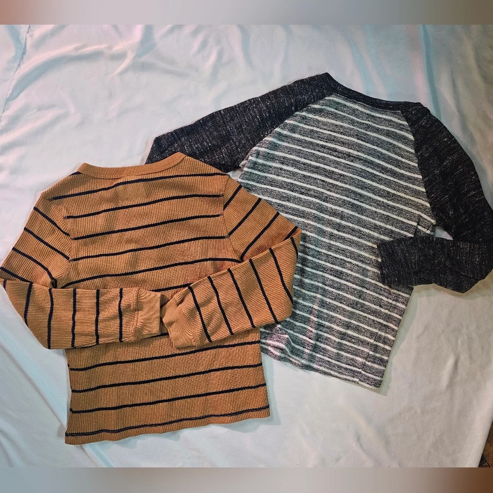 Set Of Two Warm Long-Sleeve Boys Shirts- Size Small (6/7) and 7